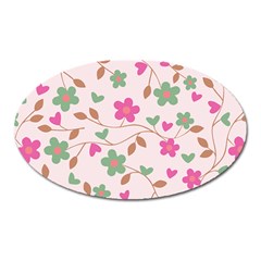 Pink Vintage Flowers Oval Magnet