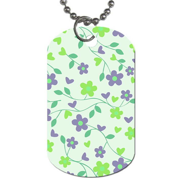 Green Vintage Flowers Dog Tag (One Side)