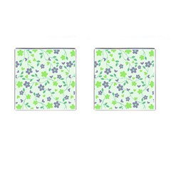 Green Vintage Flowers Cufflinks (square)