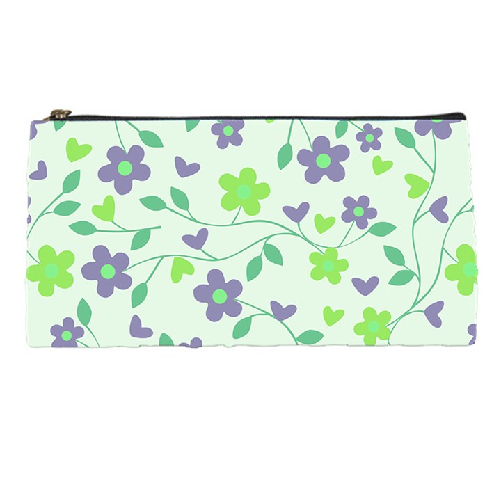 Green Vintage Flowers Pencil Cases