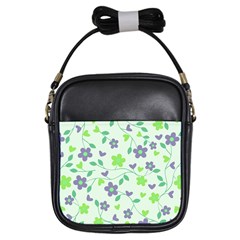 Green Vintage Flowers Girls Sling Bag