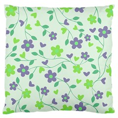 Green Vintage Flowers Large Flano Cushion Case (two Sides)