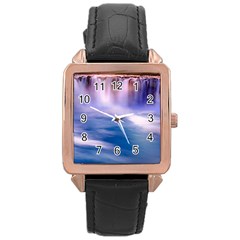 Waterfall Rose Gold Leather Watch 