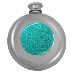 Aqua Glitter Round Hip Flask (5 Oz)