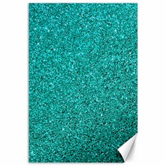 Aqua Glitter Canvas 12  X 18  