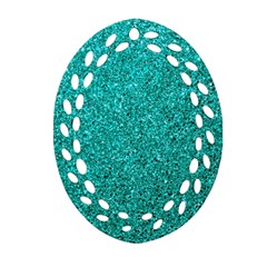 Aqua Glitter Ornament (oval Filigree)