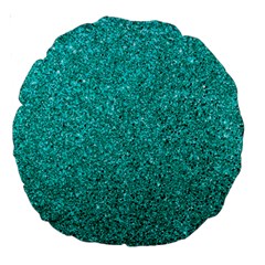 Aqua Glitter Large 18  Premium Round Cushions