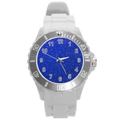 Blue Glitter Round Plastic Sport Watch (l)