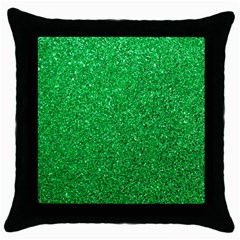 Green Glitter Throw Pillow Case (black) by snowwhitegirl