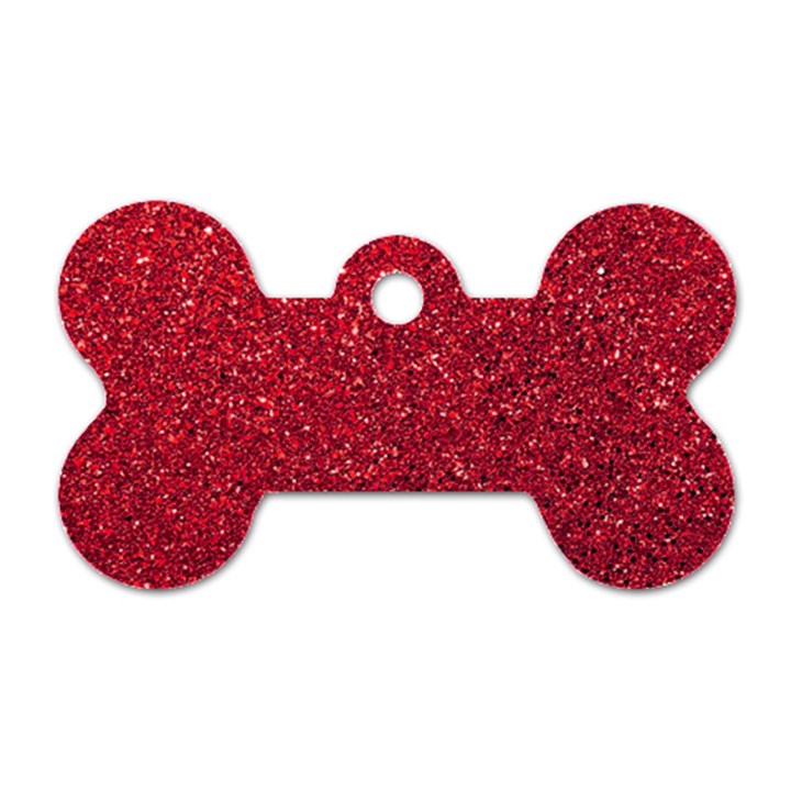 Red  Glitter Dog Tag Bone (One Side)