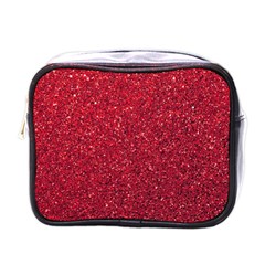 Red  Glitter Mini Toiletries Bag (one Side)