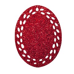 Red  Glitter Oval Filigree Ornament (two Sides)