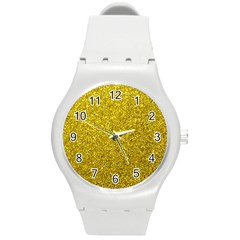 Gold  Glitter Round Plastic Sport Watch (m)