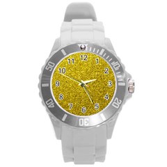 Gold  Glitter Round Plastic Sport Watch (l) by snowwhitegirl