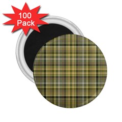 Yellow Plaid 2 25  Magnets (100 Pack) 