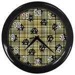 Yellow Plaid Anarchy Wall Clock (Black) Front