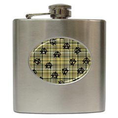 Yellow Plaid Anarchy Hip Flask (6 Oz) by snowwhitegirl