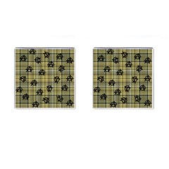 Yellow Plaid Anarchy Cufflinks (square)