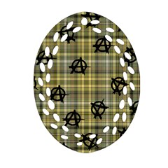 Yellow Plaid Anarchy Ornament (oval Filigree) by snowwhitegirl