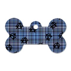 Blue  Plaid Anarchy Dog Tag Bone (two Sides)