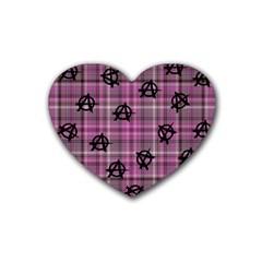 Pink  Plaid Anarchy Heart Coaster (4 Pack)  by snowwhitegirl