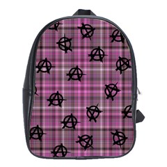 Pink  Plaid Anarchy School Bag (large) by snowwhitegirl