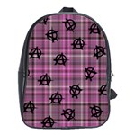 Pink  Plaid Anarchy School Bag (Large) Front