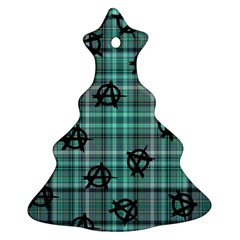 Aqua  Plaid Anarchy Ornament (christmas Tree) 