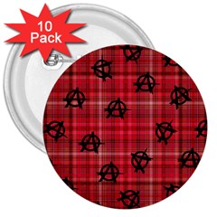 Red Plaid Anarchy 3  Buttons (10 Pack) 