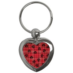 Red Plaid Anarchy Key Chains (heart) 