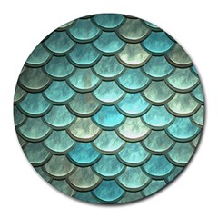 Aqua Mermaid Scale Round Mousepads