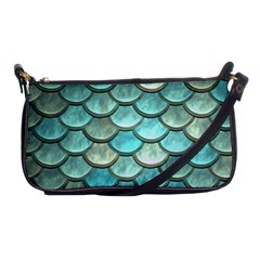 Aqua Mermaid Scale Shoulder Clutch Bag