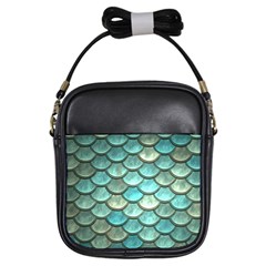 Aqua Mermaid Scale Girls Sling Bag by snowwhitegirl