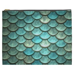 Aqua Mermaid Scale Cosmetic Bag (xxxl) by snowwhitegirl