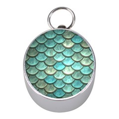 Aqua Mermaid Scale Mini Silver Compasses