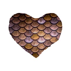 Copper Mermaid Scale Standard 16  Premium Heart Shape Cushions by snowwhitegirl