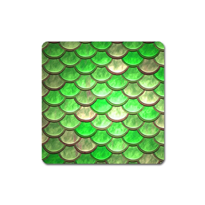 Green Mermaid Scale Square Magnet