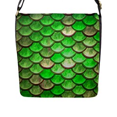 Green Mermaid Scale Flap Closure Messenger Bag (l) by snowwhitegirl