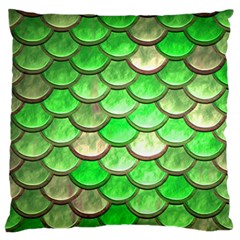 Green Mermaid Scale Large Flano Cushion Case (one Side) by snowwhitegirl