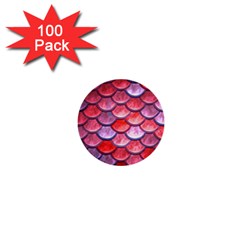 Red Mermaid Scale 1  Mini Buttons (100 Pack) 