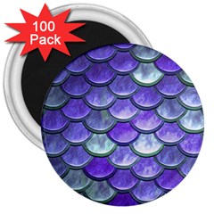 Blue Purple Mermaid Scale 3  Magnets (100 Pack)