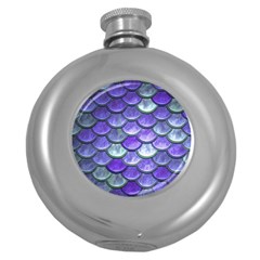 Blue Purple Mermaid Scale Round Hip Flask (5 Oz)