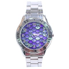 Blue Purple Mermaid Scale Stainless Steel Analogue Watch by snowwhitegirl