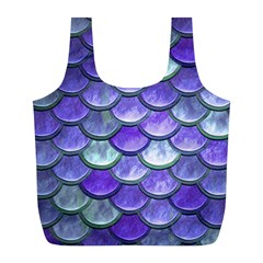 Blue Purple Mermaid Scale Full Print Recycle Bag (l) by snowwhitegirl