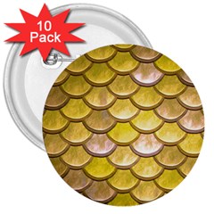 Yellow  Mermaid Scale 3  Buttons (10 Pack) 