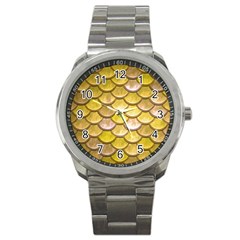 Yellow  Mermaid Scale Sport Metal Watch by snowwhitegirl