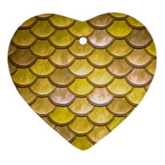 Yellow  Mermaid Scale Heart Ornament (two Sides)