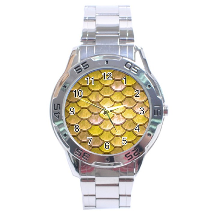 Yellow  Mermaid Scale Stainless Steel Analogue Watch