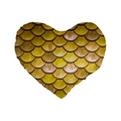 Yellow  Mermaid Scale Standard 16  Premium Heart Shape Cushions by snowwhitegirl