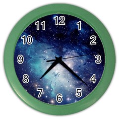 Nebula Blue Color Wall Clock by snowwhitegirl